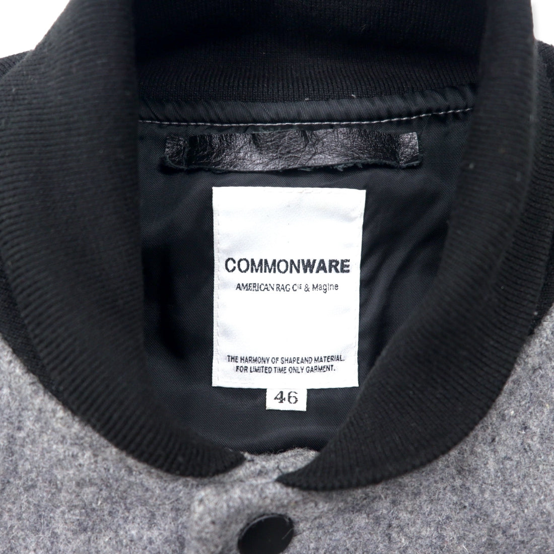 COMMONWARE AMERICAN RAG CIE &amp; MAGINE Sleeve Sheep Leather Stadium Jacket 46 Gray Wool Sheep Leather 1344-604MAG