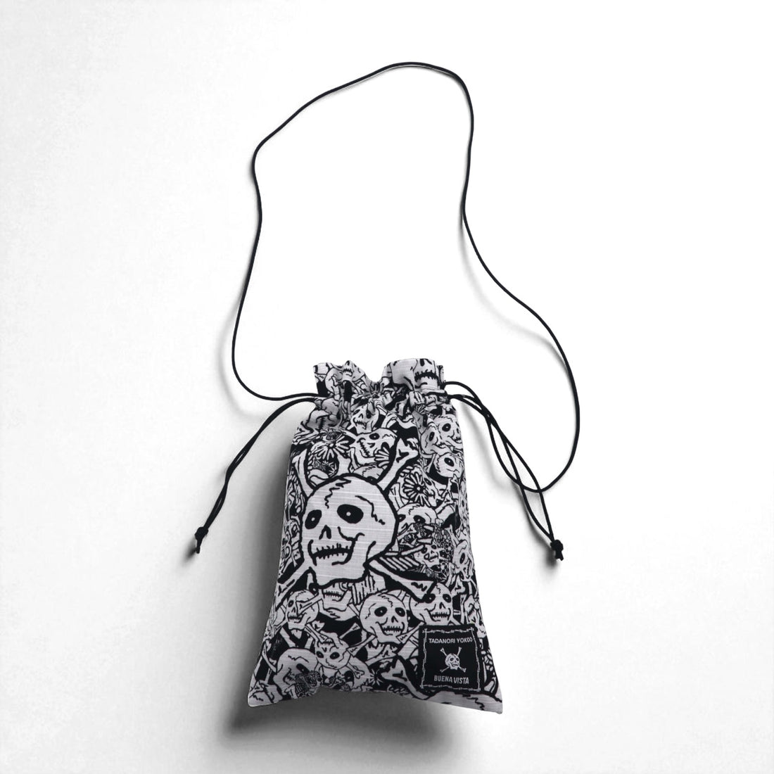 横尾忠則 YOKOO TADANORI × BUENA VISTA 雑踏髑髏 ポーチ サコッシュ ショルダーバッグ ホワイト 総柄 日本製