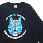 GILDAN Crew Neck Sweatshirt S Black Fleece Lined Animal Art Print Clarence Lobo Elementary
