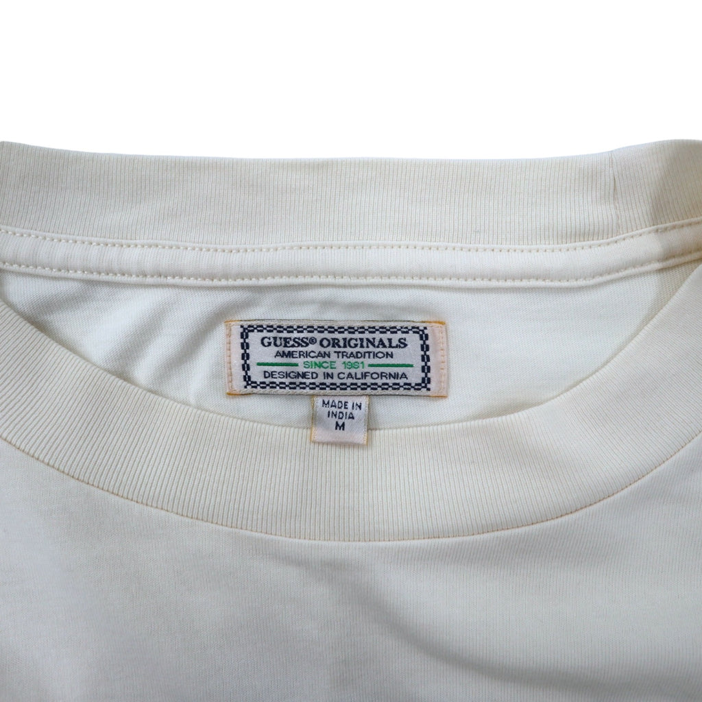 GUESS ORIGINALS Logo Print T-Shirt, Medium, Cream, Cotton, Stretch