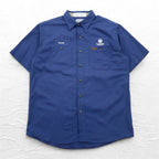 Carhartt Short Sleeve Work Shirt L Navy Chest Pocket US Company Embroidery TIMBER AUTOMATION 384-19
