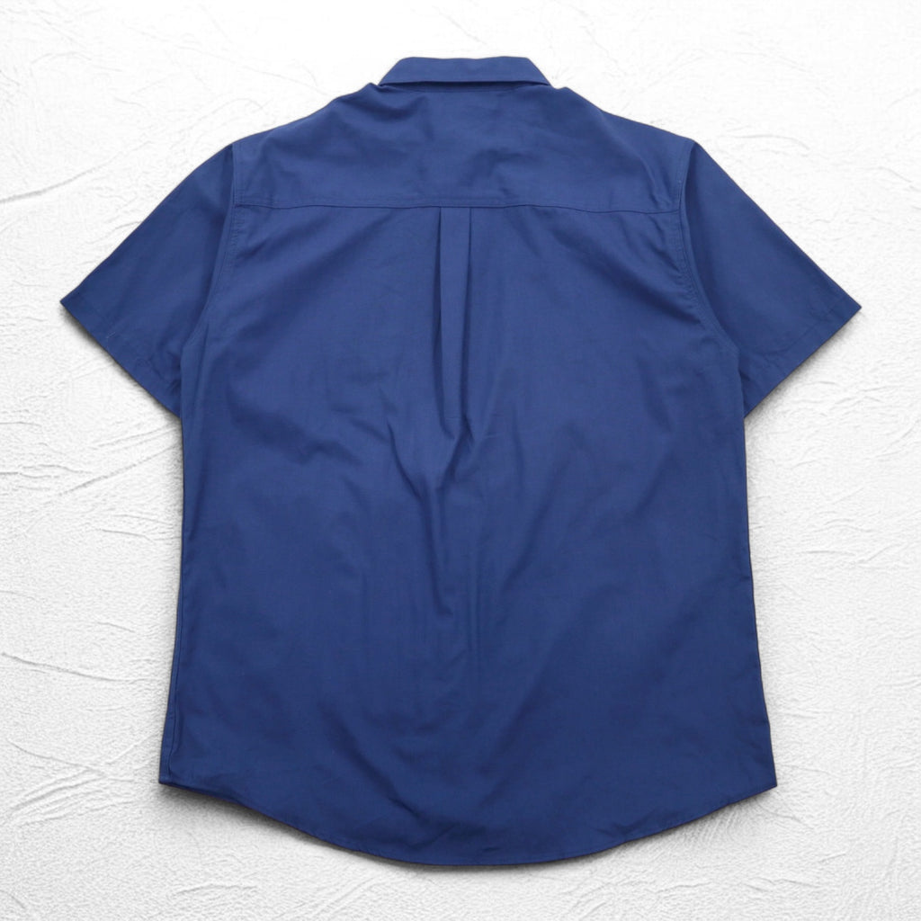 Carhartt Short Sleeve Work Shirt L Navy Chest Pocket US Company Embroidery TIMBER AUTOMATION 384-19