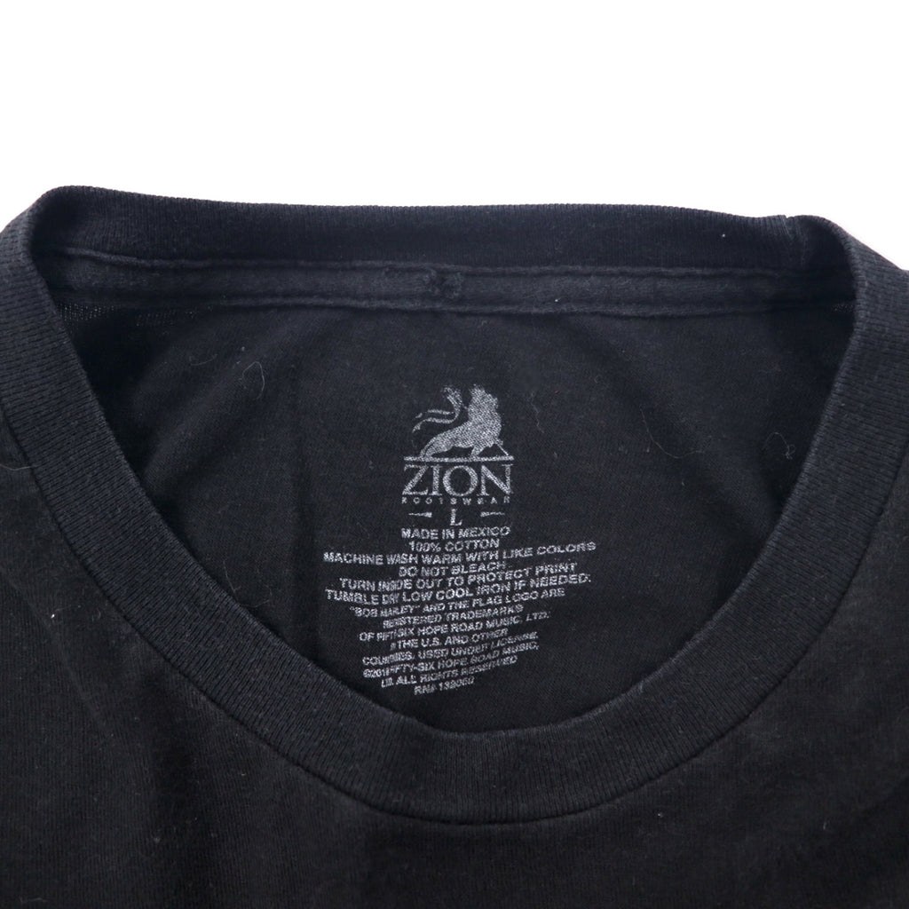 ZION ROOTSWEAR Bob Marley Band T-Shirt L Black Cotton Mexico Made