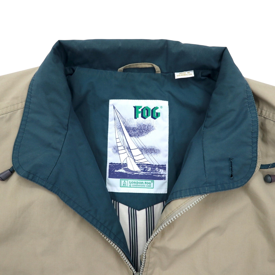 LONDON FOG 80年代 スウィングトップ ハリントンジャケット L ベージュ コットン ポリエステル IDEALジップ コロンビア製