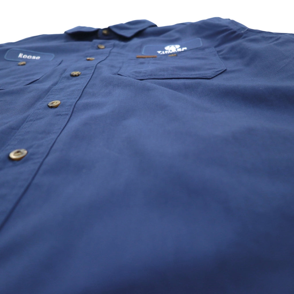 Carhartt Short Sleeve Work Shirt L Navy Chest Pocket US Company Embroidery TIMBER AUTOMATION 384-19