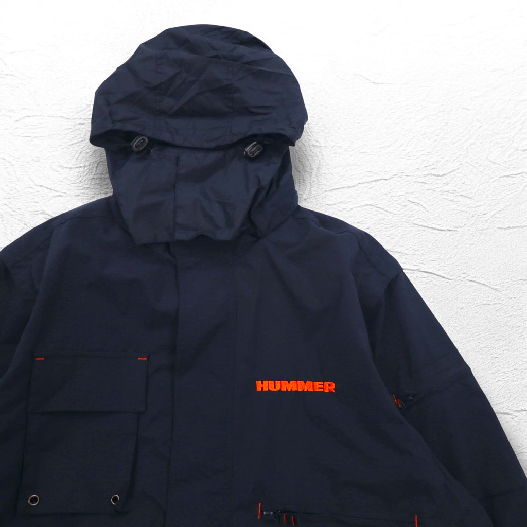 FIELD &amp; STREAM Convertible 2WAY Mountain Parka Vest XL Navy Mesh Liner Retractable Hood HUMMER