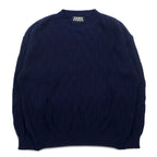 Vintage 90s Jacquard Knit UOMO ITALIA Acrylic Knit Block Check Jacquard Sweater M Navy