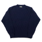 Vintage 90s Jacquard Knit UOMO ITALIA Acrylic Knit Block Check Jacquard Sweater M Navy