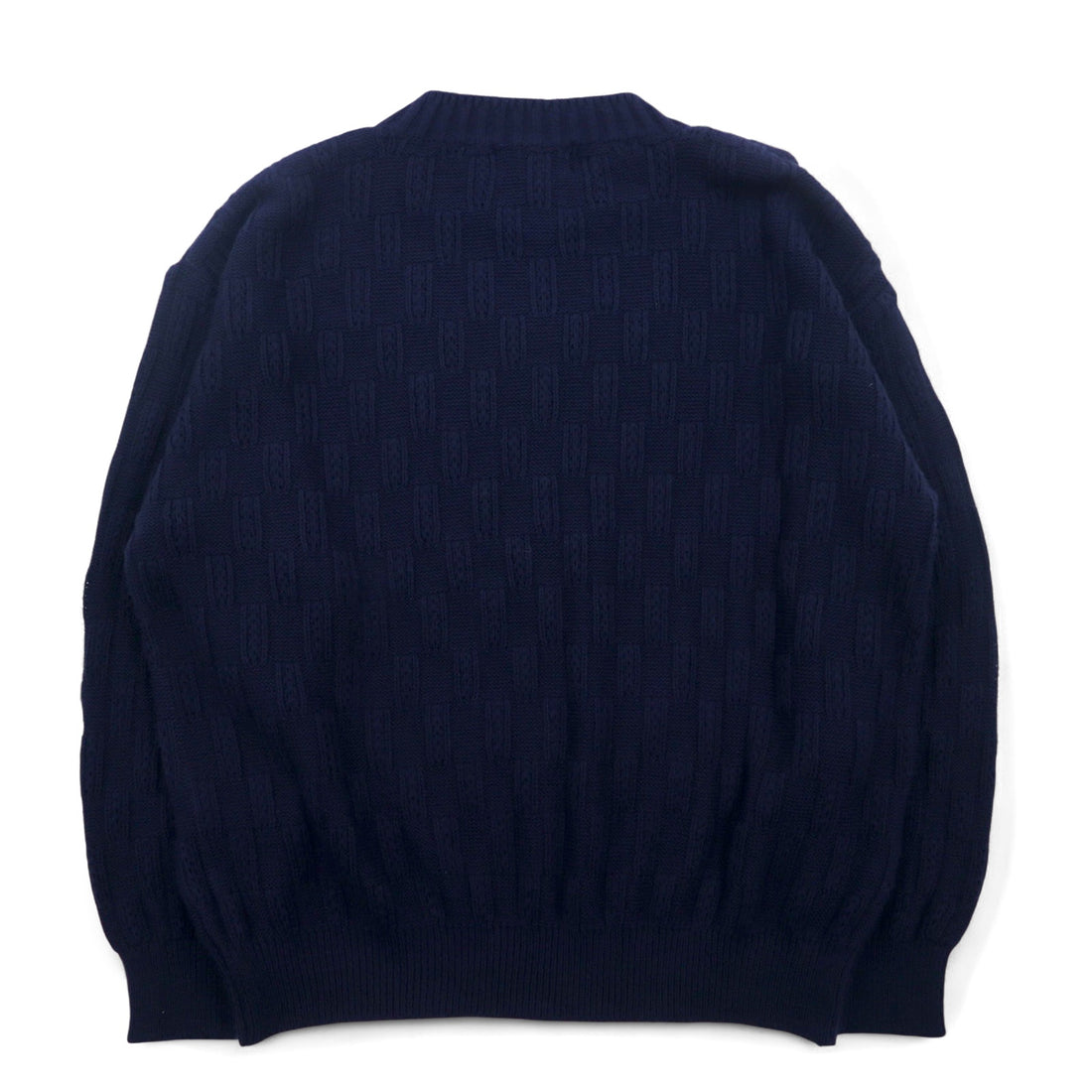Vintage 90s Jacquard Knit UOMO ITALIA Acrylic Knit Block Check Jacquard Sweater M Navy