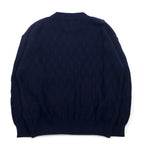 Vintage 90s Jacquard Knit UOMO ITALIA Acrylic Knit Block Check Jacquard Sweater M Navy
