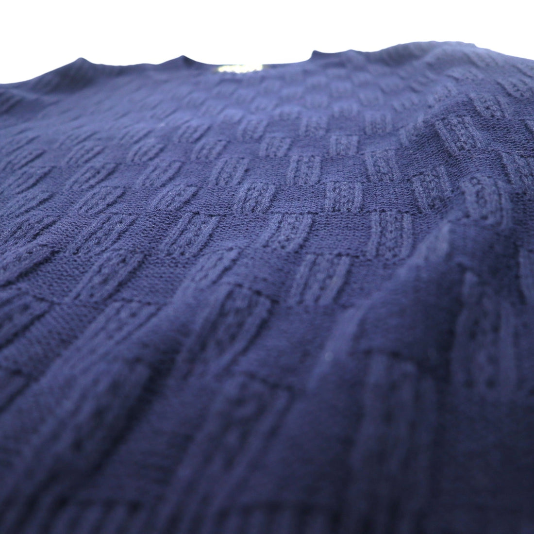 Vintage 90s Jacquard Knit UOMO ITALIA Acrylic Knit Block Check Jacquard Sweater M Navy