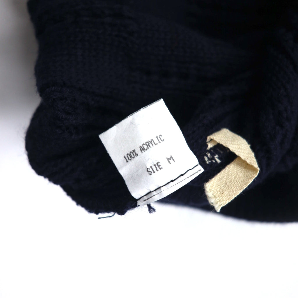 Vintage 90s Jacquard Knit UOMO ITALIA Acrylic Knit Block Check Jacquard Sweater M Navy