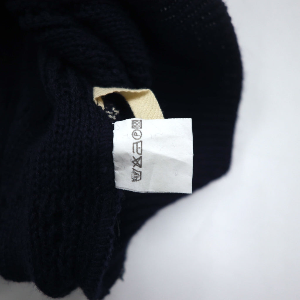 Vintage 90s Jacquard Knit UOMO ITALIA Acrylic Knit Block Check Jacquard Sweater M Navy