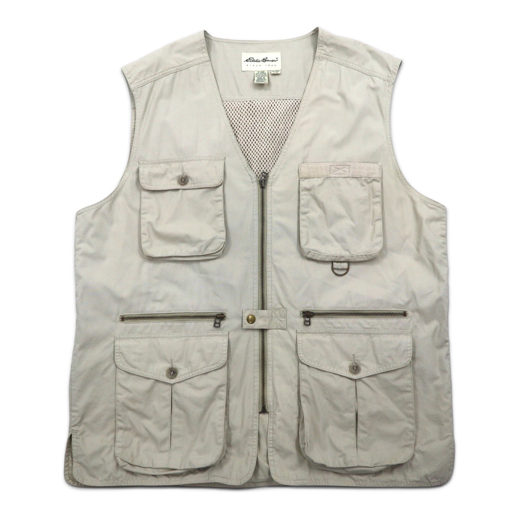 Eddie Bauer 90s Fishing Vest Hunting Vest L Beige Cotton