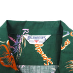 BIG JOHN 90s Open Collar Aloha Shirt, Box Shirt, Size S, Green, Cotton, All-Over Print, Beach