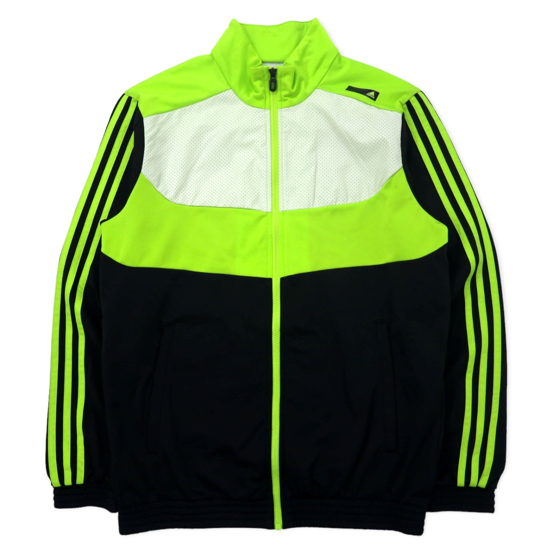 日本然リトテ-古着オンライン-adidas トラックジャケット ジャージ L グリーン ブラック ポリエステル 3ストライプス-adidas Track Jacket Jersey L Green Black Polyester 3 Striped S