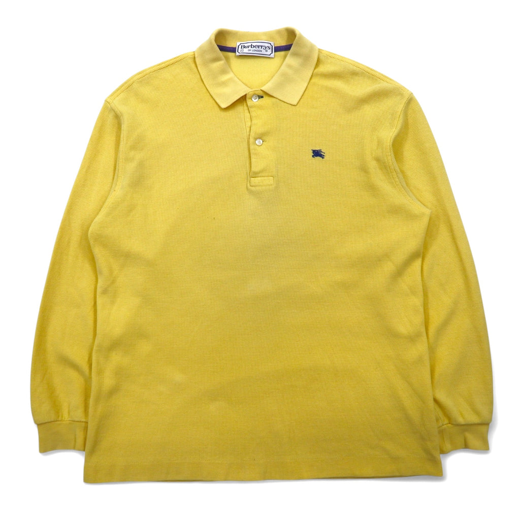 Burberrys OF LONDON Long Sleeve Polo Shirt L Yellow Cotton Logo Embroidery