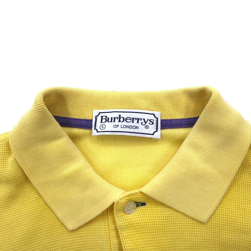 Burberrys OF LONDON Long Sleeve Polo Shirt L Yellow Cotton Logo Embroidery