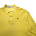 Burberrys OF LONDON Long Sleeve Polo Shirt L Yellow Cotton Logo Embroidery