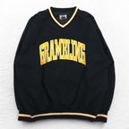 LEGENDS ATHLETIC USA made 90s rib line piste pullover nylon jacket XL black college GRAMBLING arch logo