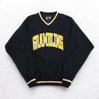 LEGENDS ATHLETIC USA made 90s rib line piste pullover nylon jacket XL black college GRAMBLING arch logo