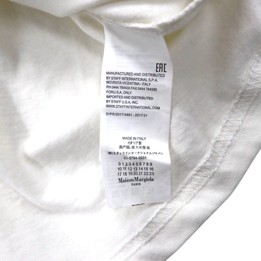 Maison Margiela Line 1 Graphic Print T-Shirt, XL, White Cotton, Made in Italy