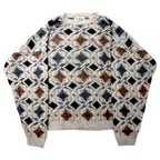 NATURAL ISSUE 90's Allover Pattern Low Gauge Knit Sweater XXL Gray Acrylic
