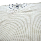 nautica 90s Tilden Knit V-Neck Sweater, Large, Cream, Cotton, Cable Knit