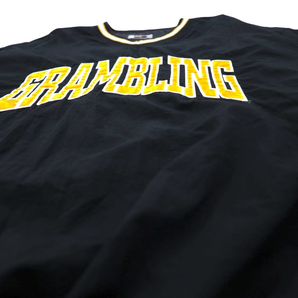LEGENDS ATHLETIC USA made 90s rib line piste pullover nylon jacket XL black college GRAMBLING arch logo