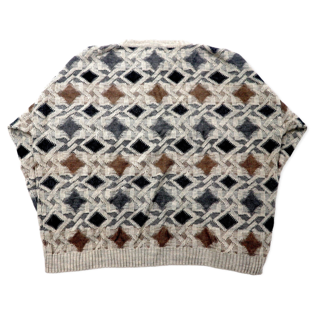 NATURAL ISSUE 90's Allover Pattern Low Gauge Knit Sweater XXL Gray Acrylic