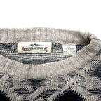 NATURAL ISSUE 90's Allover Pattern Low Gauge Knit Sweater XXL Gray Acrylic