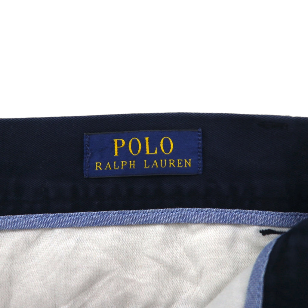 POLO RALPH LAUREN クラシックフィット ショート チノパンツ ハーフパンツ L ネイビー オールオーバーポニー 刺繍