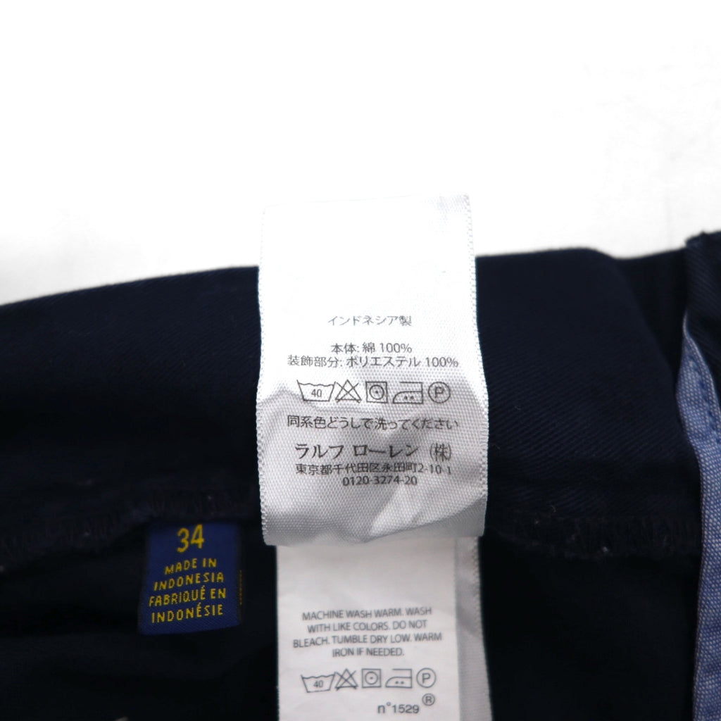 POLO RALPH LAUREN クラシックフィット ショート チノパンツ ハーフパンツ L ネイビー オールオーバーポニー 刺繍