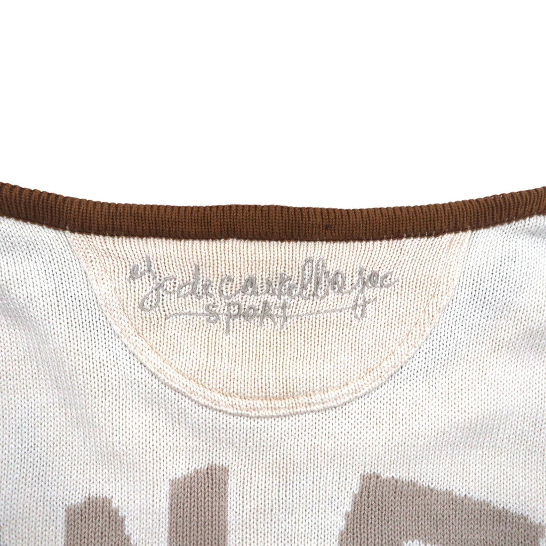 Castelbajac sport 90s patterned knit sweater, M, beige, linen, character, made in Japan