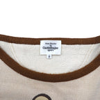 Castelbajac sport 90s patterned knit sweater, M, beige, linen, character, made in Japan