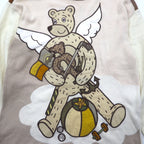 Castelbajac sport 90s patterned knit sweater, M, beige, linen, character, made in Japan