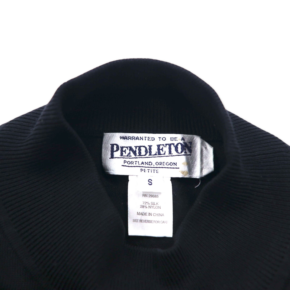 PENDLETON High Neck Silk Knit Sweater S Black Nylon