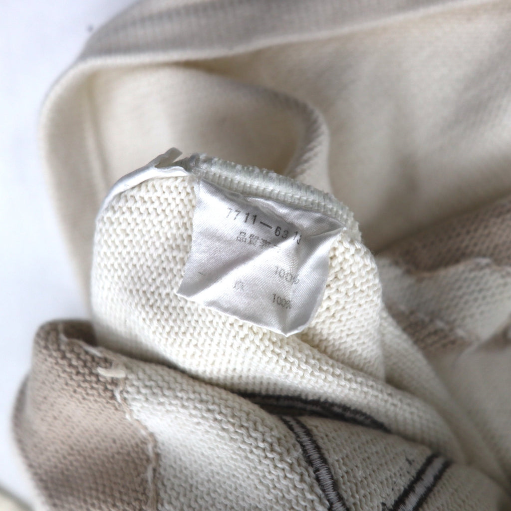 Castelbajac sport 90s patterned knit sweater, M, beige, linen, character, made in Japan