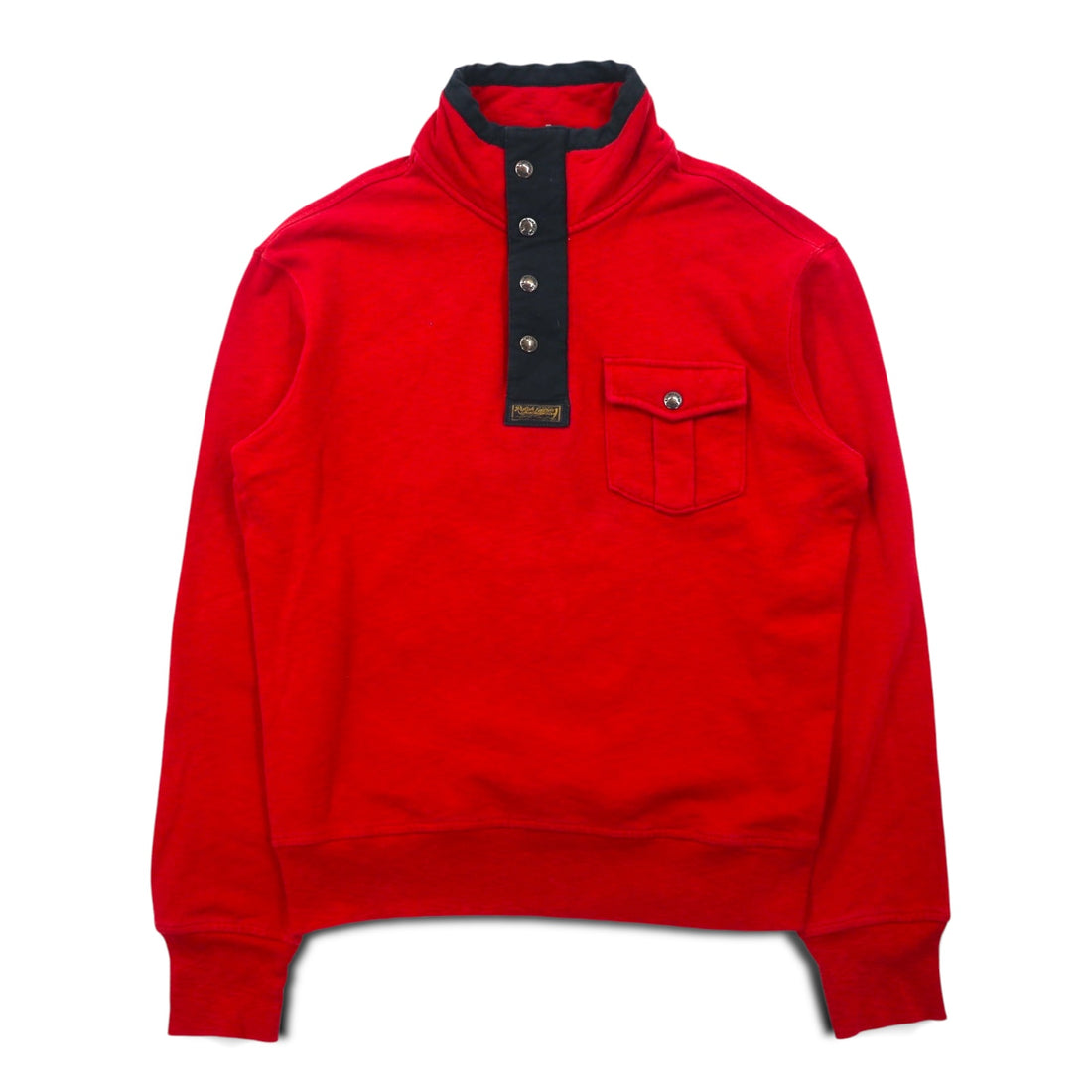 Polo by Ralph Lauren Half Zip Sweatshirt S Red Chest Pocket TALON Zip Snap Button