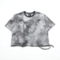 NIKE Mesh Crop Top, S/S, Tie-Dye Polyester, Gray, Size XL, CZ9325-084