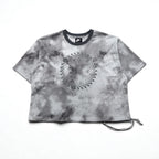 NIKE Mesh Crop Top, S/S, Tie-Dye Polyester, Gray, Size XL, CZ9325-084