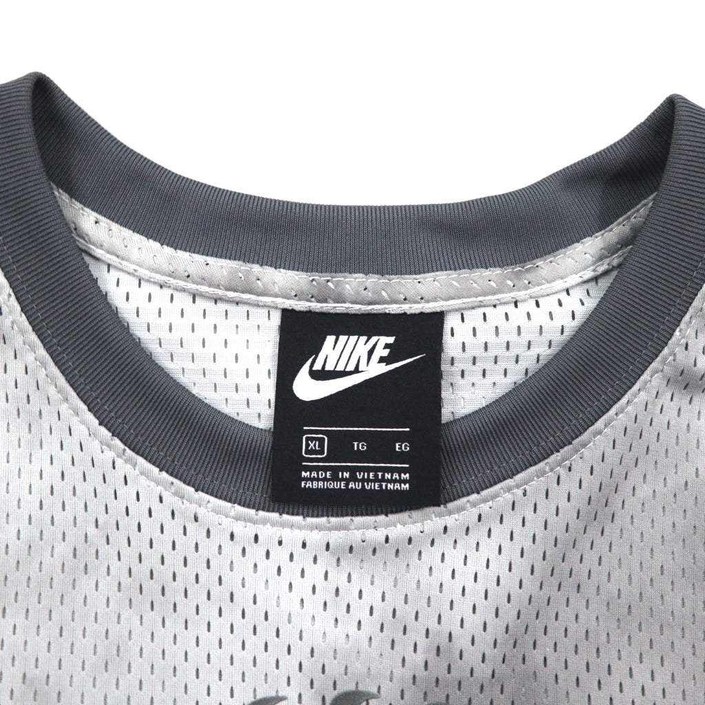 NIKE Mesh Crop Top, S/S, Tie-Dye Polyester, Gray, Size XL, CZ9325-084