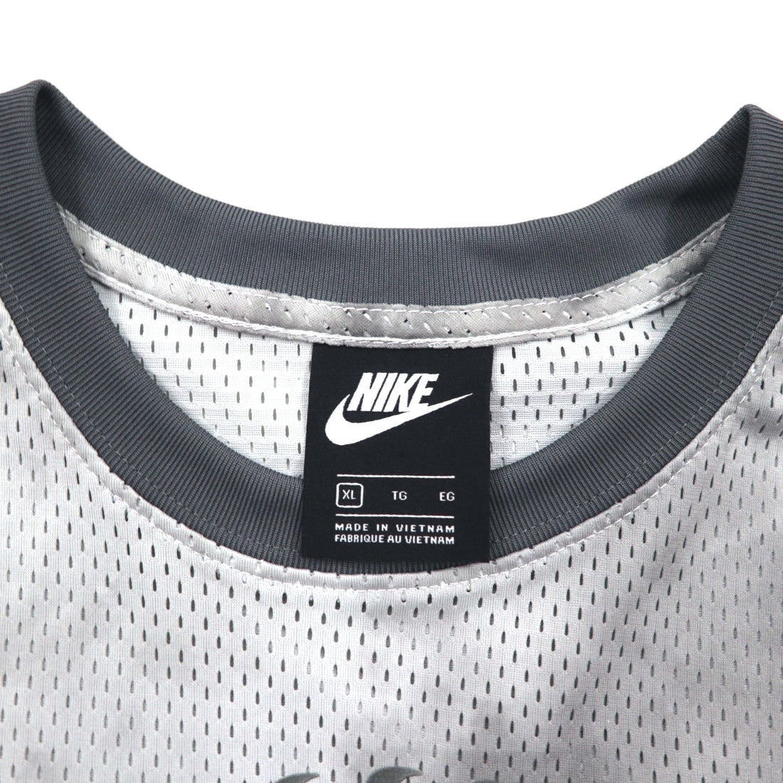 NIKE Mesh Crop Top, S/S, Tie-Dye Polyester, Gray, Size XL, CZ9325-084