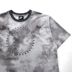 NIKE Mesh Crop Top, S/S, Tie-Dye Polyester, Gray, Size XL, CZ9325-084