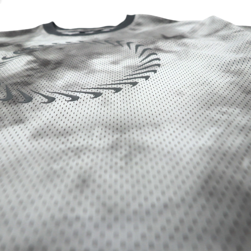 NIKE Mesh Crop Top, S/S, Tie-Dye Polyester, Gray, Size XL, CZ9325-084