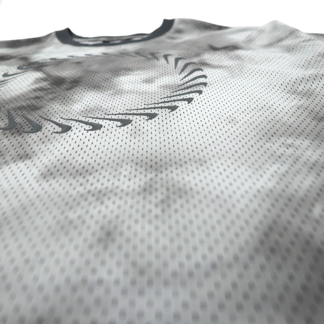 NIKE Mesh Crop Top, S/S, Tie-Dye Polyester, Gray, Size XL, CZ9325-084