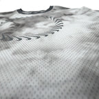 NIKE Mesh Crop Top, S/S, Tie-Dye Polyester, Gray, Size XL, CZ9325-084