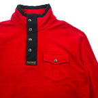 Polo by Ralph Lauren Half Zip Sweatshirt S Red Chest Pocket TALON Zip Snap Button