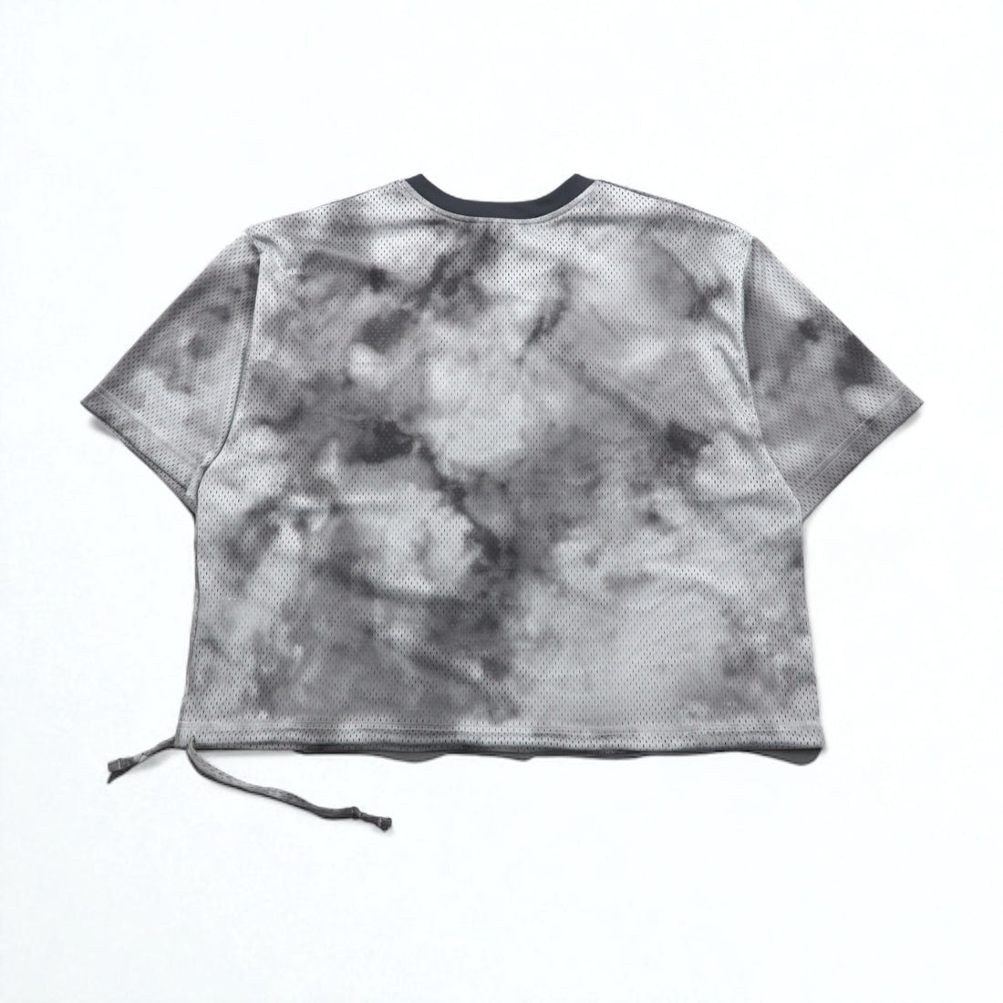NIKE Mesh Crop Top, S/S, Tie-Dye Polyester, Gray, Size XL, CZ9325-084