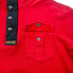Polo by Ralph Lauren Half Zip Sweatshirt S Red Chest Pocket TALON Zip Snap Button